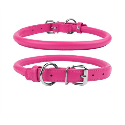 CollarDirect CollarDirect Rolled Leather Dog Collar, Pink, Medium: 12 to 14-in neck, 1/2-in wide