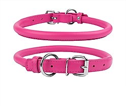 CollarDirect Rolled Leather Dog Collar, Pink, XX-Small: 6 to 6-in neck, 3/8-in wide