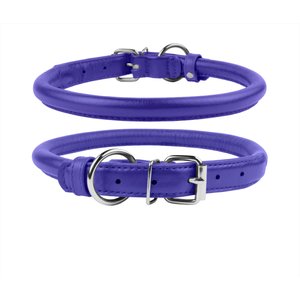 CollarDirect Rolled Leather Dog Collar, Purple, Large: 14 to 16-in neck, 1/2-in wide