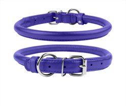 CollarDirect Rolled Leather Dog Collar, Purple, Small: 9 to 11-in neck, 3/8-in wide