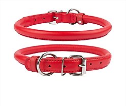 CollarDirect Rolled Leather Dog Collar, Red, Small: 9 to 11-in neck, 3/8-in wide
