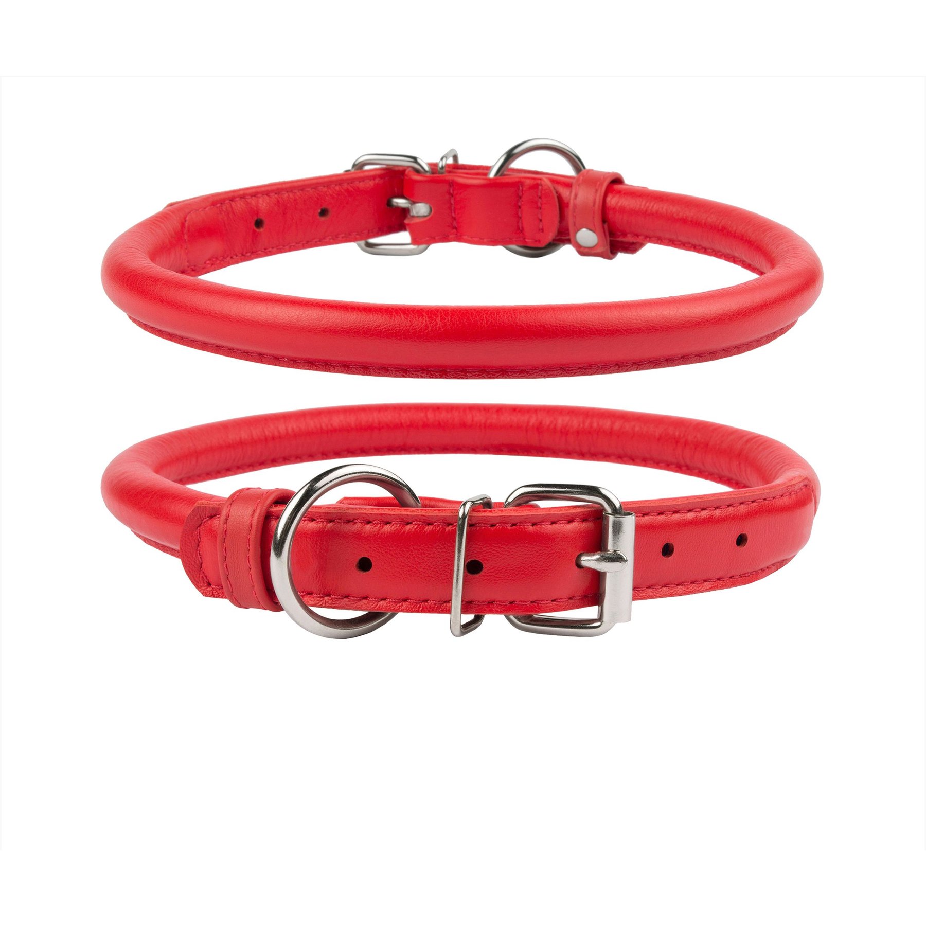 CollarDirect Rolled Leather Dog Collar, Red, XX-Large: 19 to 21-in neck, 9/16-in wide
