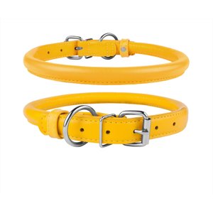 CollarDirect Rolled Leather Dog Collar, Yellow, X-Large: 16 to 18-in neck, 9/16-in wide