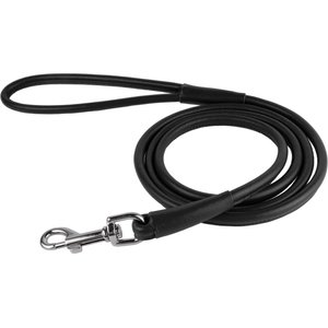 CollarDirect Rolled Leather Dog Leash, Black, Large: 6-ft long, 3/8-in wide