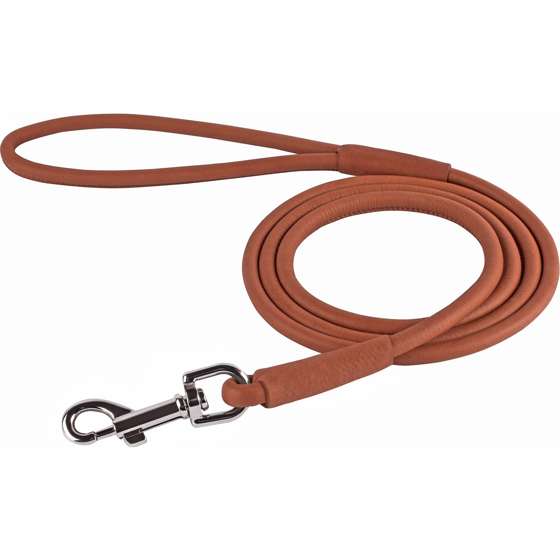 CollarDirect Rolled Leather Dog Leash, Brown, Large: 4-ft long, 3/8-in wide