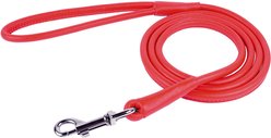 CollarDirect Rolled Leather Dog Leash, Red, Small: 6-ft long, 1/4-in wide