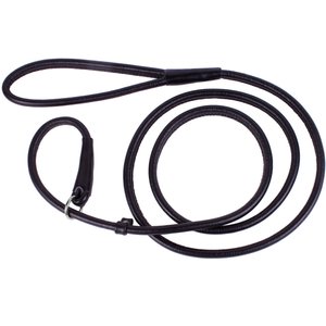 CollarDirect Rolled Leather Dog Slip Lead, Black, Large: 6-ft long, 3/8-in wide