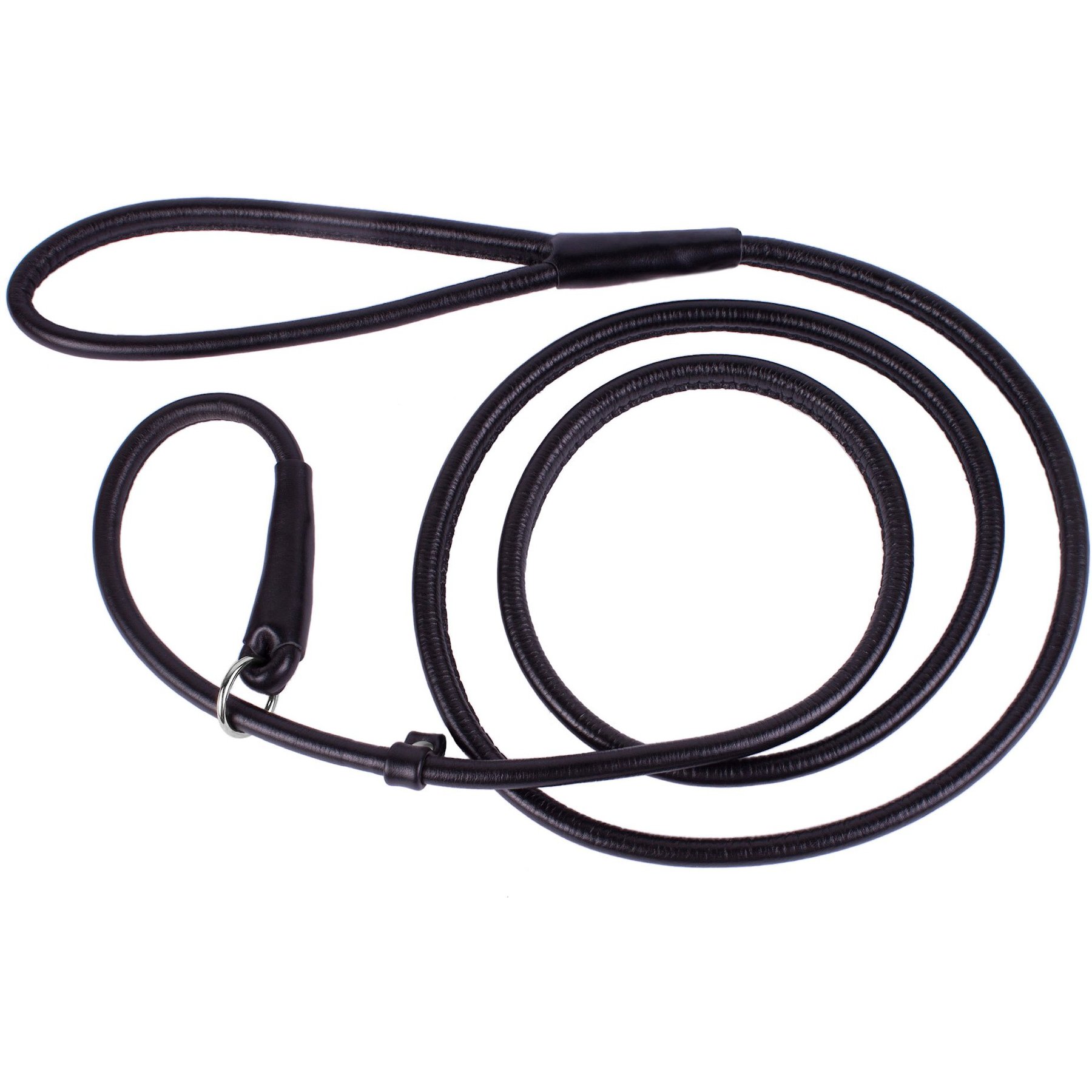 CollarDirect Rolled Leather Dog Slip Lead, Black, X-Large: 6-ft long, 1/2-in wide