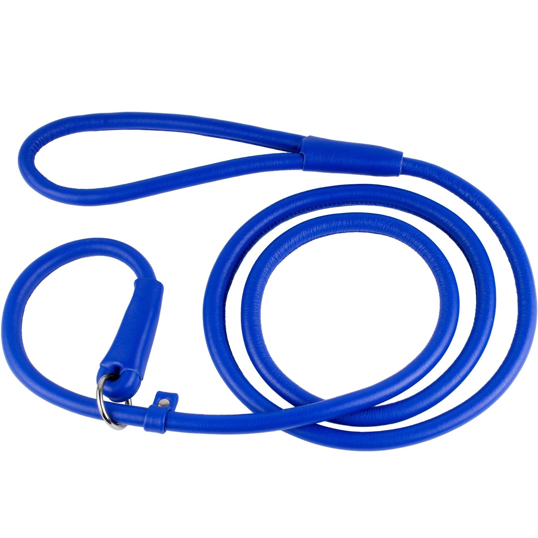 CollarDirect Rolled Leather Dog Slip Lead, Navy Blue, Medium: 6-ft long, 5/16-in wide
