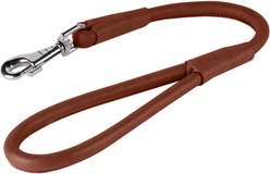 CollarDirect Short Traffic Rolled Leather Dog Leash, Brown, Large: 1.75-ft long, 1/2-in wide