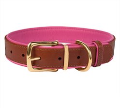 CollarDirect Soft Padded Leather Dog Collar, Pink, Large