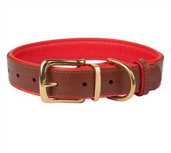 CollarDirect Soft Padded Leather Dog Collar, Red, Small
