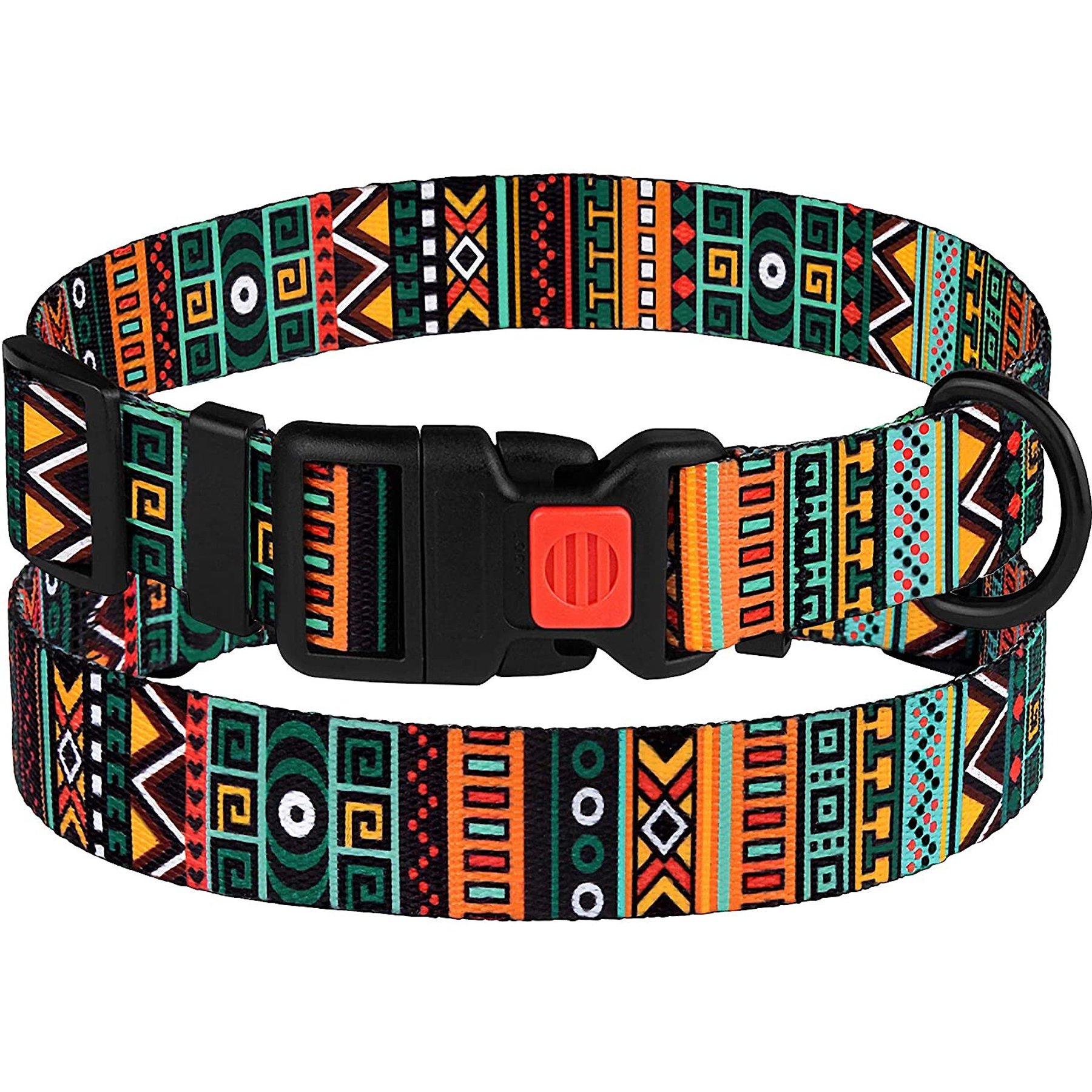 CollarDirect Tribal Pattern Aztec Design Nylon Dog Collar, Multicolor 1, Medium