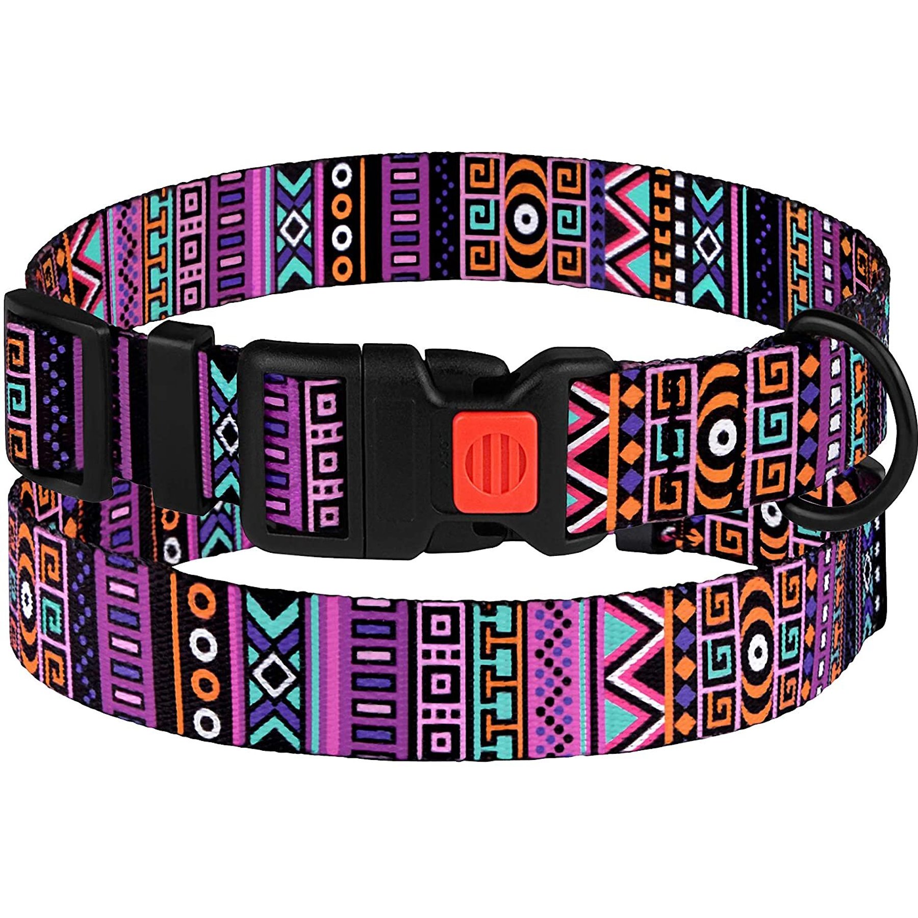 CollarDirect Tribal Pattern Aztec Design Nylon Dog Collar, Multicolor 2, Large