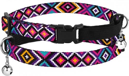 Show full view: CollarDirect Tribal Pattern Ethnic Design Nylon Cat Collar, Multicolor - Pink slide 1 of 5