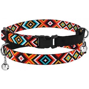 CollarDirect Tribal Pattern Ethnic Design Nylon Cat Collar, Multicolor - Red