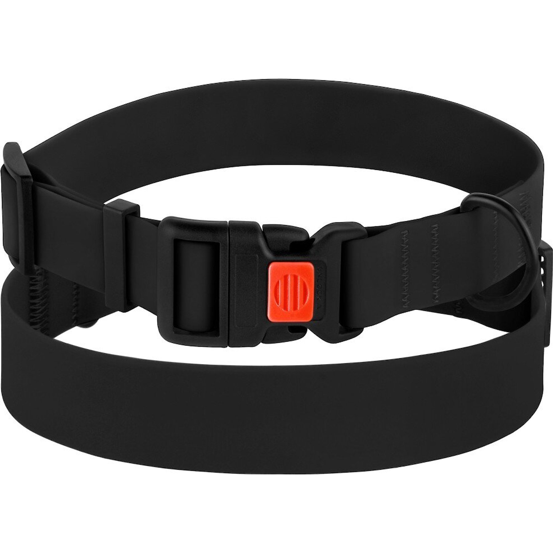 CollarDirect Waterproof PVC Coated Dog Collar, Black, Large
