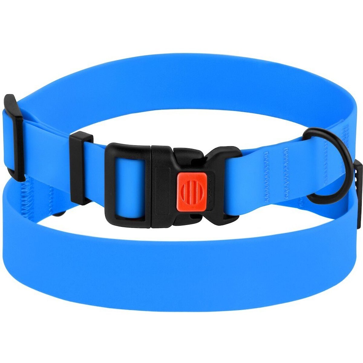 CollarDirect Waterproof PVC Coated Dog Collar, Blue, Medium