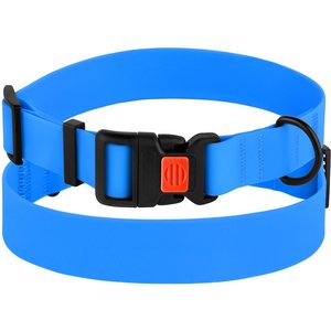 CollarDirect Waterproof PVC Coated Dog Collar, Blue, Small