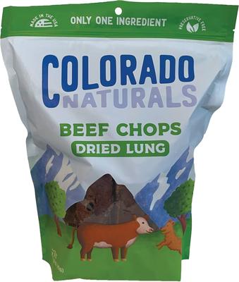 Show full view: Colorado Naturals Dried Lung Beef Chops Jerky Dog Treats, 16-oz bag slide 1 of 3