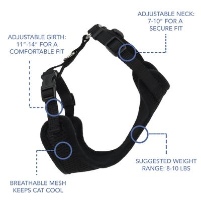 Show full view: Comfort Soft Mesh Cat Harness, Black, 11 to 14-in chest slide 4 of 11