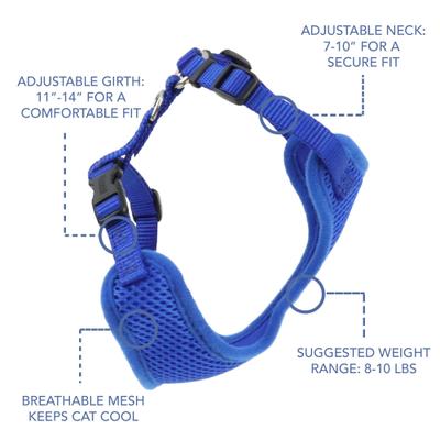 Show full view: Comfort Soft Mesh Cat Harness, Blue, 11 to 14-in chest slide 4 of 7