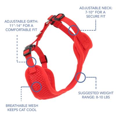 Show full view: Comfort Soft Mesh Cat Harness, Red, 11 to 14-in chest slide 4 of 7