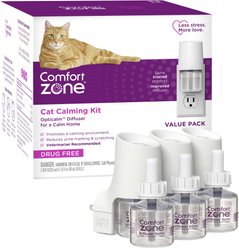 Comfort Zone Calming Kit Pheromone Diffuser for Cats, 3 Diffusers, 6 Refills