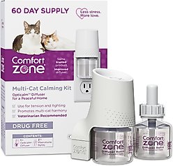Comfort Zone MultiCat 60 Day Starter Kit Calming Pheromone Diffuser for Cats, 60-day, 1 Diffuser, 2 Refills