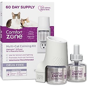 Comfort Zone MultiCat 60 Day Starter Kit Calming Pheromone Diffuser for Cats, 60-day, 1 Diffuser, 2 Refills