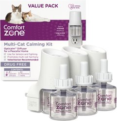Comfort Zone MultiCat Calming Kit Pheromone Diffuser for Cats, 3 Diffusers, 6 Refills