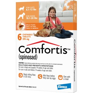 Comfortis Chewable Tablet for Dogs, 10.1-20 lbs, & Cats, 6.1-12 lbs, (Orange Box), 6 Chewable Tablets (6-mos. supply) slide 1 of 2