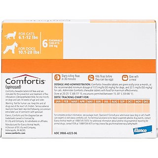 Comfortis Chewable Tablet for Dogs, 10.1-20 lbs, & Cats, 6.1-12 lbs, (Orange Box), 6 Chewable Tablets (6-mos. supply) slide 2 of 2