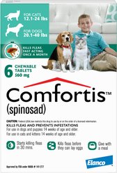 Comfortis Chewable Tablet for Dogs, 20.1-40 lbs & Cats 12.1-24 lbs, (Green Box), 6 Chewable Tablets (6-mos. supply)