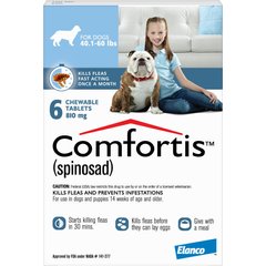 Comfortis Chewable Tablet for Dogs, 40.1-60 lbs (Blue Box), 6 Chewable Tablets (6-mos. supply)