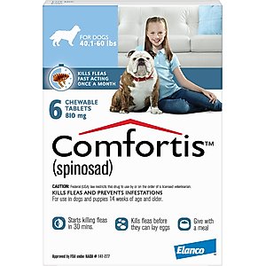 Comfortis Chewable Tablet for Dogs, 40.1-60 lbs (Blue Box), 6 Chewable Tablets (6-mos. supply)