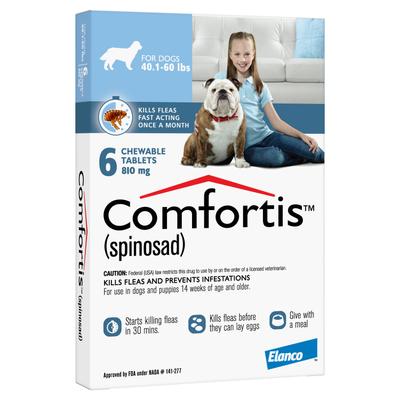 Show full view: Comfortis Chewable Tablet for Dogs, 40.1-60 lbs (Blue Box), 6 Chewable Tablets (6-mos. supply) slide 2 of 5