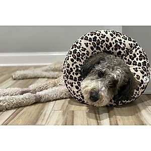 COMFURT COLLAR Stuffed Not Inflatable Dog & Cat Recovery Collar, Cheetah, Large
