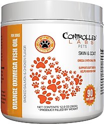 Controlled Labs Pets Orange Oximega Fish Oil Skin & Coat Support Smoked Salmon & Chicken Flavor Soft Chews Dog Supplement, 90 count