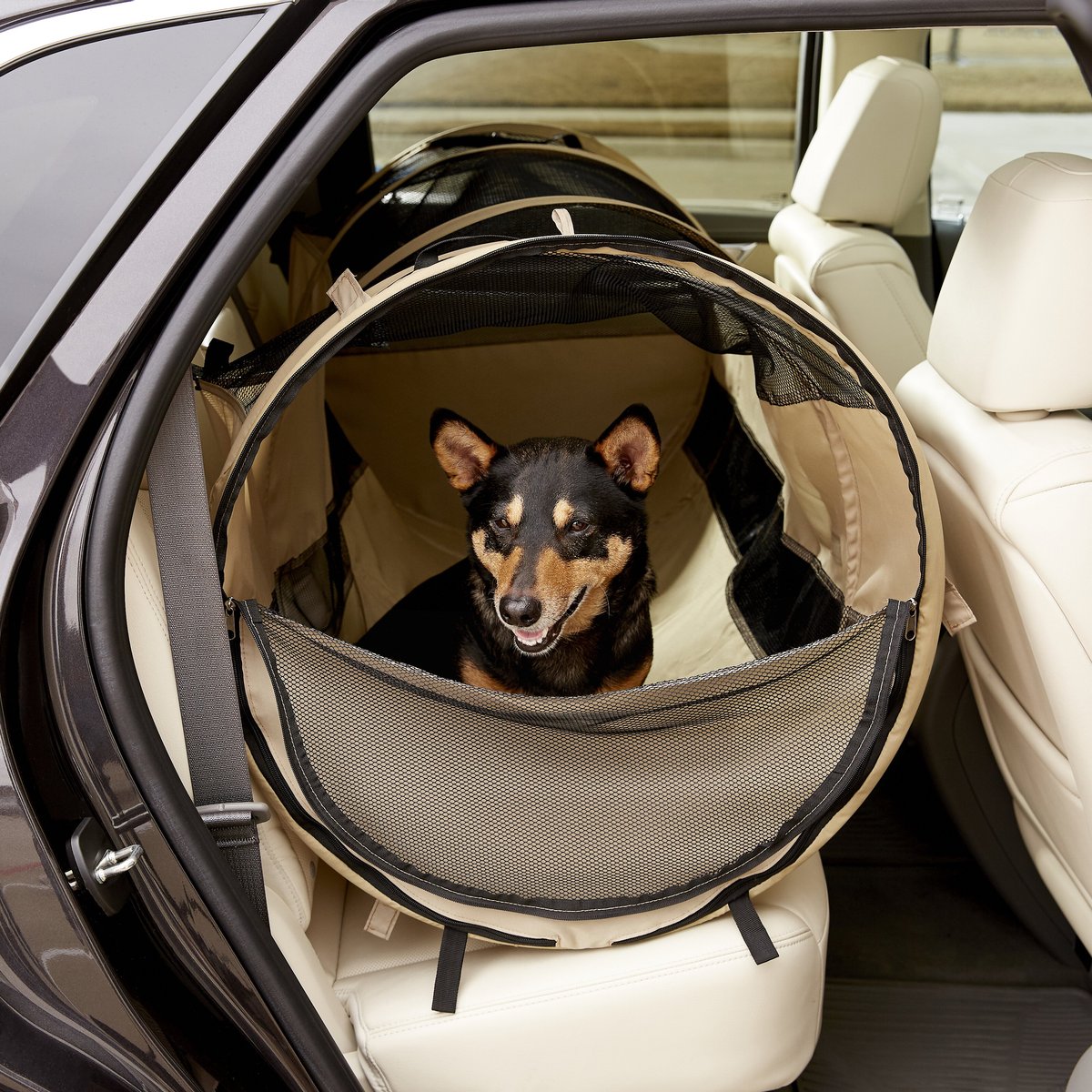 Cool Runners Pet Tube Soft Kennel Car Crate with Carrying Case
