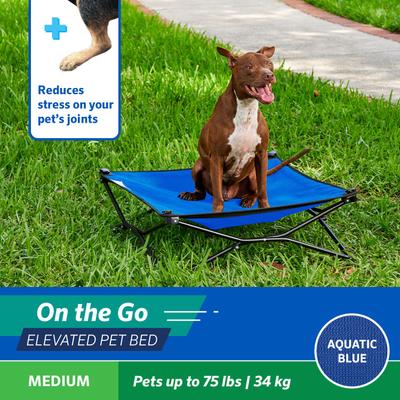 Show full view: Coolaroo On The Go Elevated Cat & Dog Bed with Removable Cover, Aquatic Blue, Medium slide 3 of 8