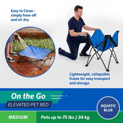 Show full view: Coolaroo On The Go Elevated Cat & Dog Bed with Removable Cover, Aquatic Blue, Medium slide 5 of 8