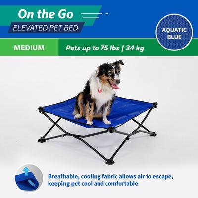 Show full view: Coolaroo On The Go Elevated Cat & Dog Bed with Removable Cover, Aquatic Blue, Medium slide 6 of 8