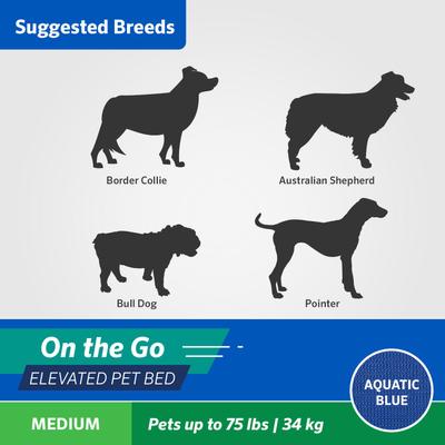 Show full view: Coolaroo On The Go Elevated Cat & Dog Bed with Removable Cover, Aquatic Blue, Medium slide 7 of 8