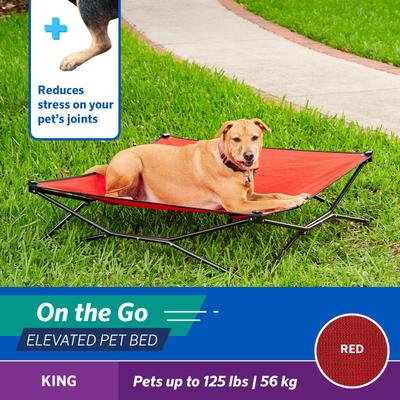 Show full view: Coolaroo On The Go Elevated Cat & Dog Bed with Removable Cover, Red, Large slide 3 of 8