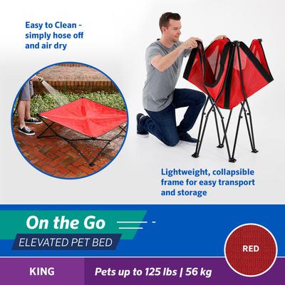 Show full view: Coolaroo On The Go Elevated Cat & Dog Bed with Removable Cover, Red, Large slide 5 of 8