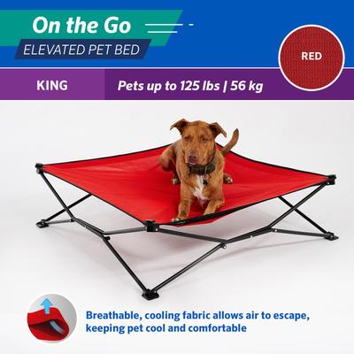 Show full view: Coolaroo On The Go Elevated Cat & Dog Bed with Removable Cover, Red, Large slide 6 of 8