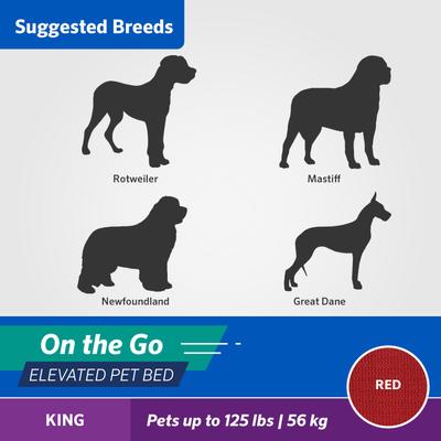 Show full view: Coolaroo On The Go Elevated Cat & Dog Bed with Removable Cover, Red, Large slide 7 of 8