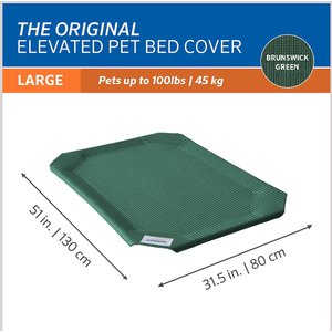 Coolaroo Replacement Cover for Steel-Framed Elevated Dog Bed, Brunswick Green, Large