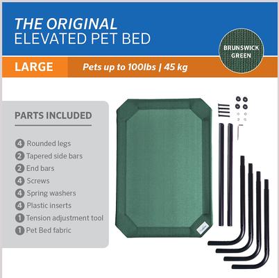 Show full view: Coolaroo Steel-Framed Elevated Dog Bed, Brunswick Green, Large slide 7 of 11